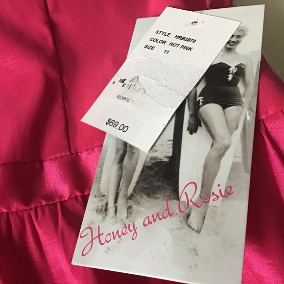 Dress 11 Hot Pink Halter NWT Honey & Rosie - Picture 3 of 10